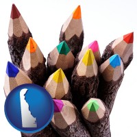 colored pencils - with Delaware icon