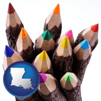 colored pencils - with Louisiana icon