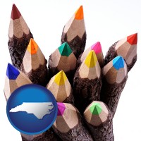 colored pencils - with North Carolina icon