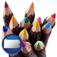 colored pencils - with Pennsylvania icon