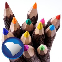 colored pencils - with South Carolina icon