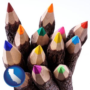colored pencils - with California icon