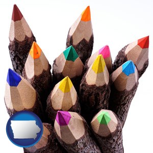 colored pencils - with Iowa icon