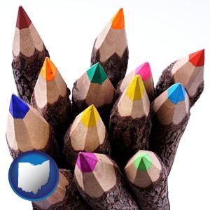 colored pencils - with Ohio icon