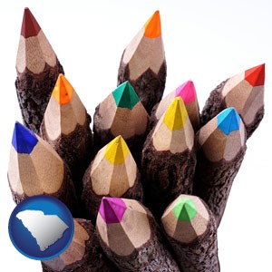 colored pencils - with South Carolina icon